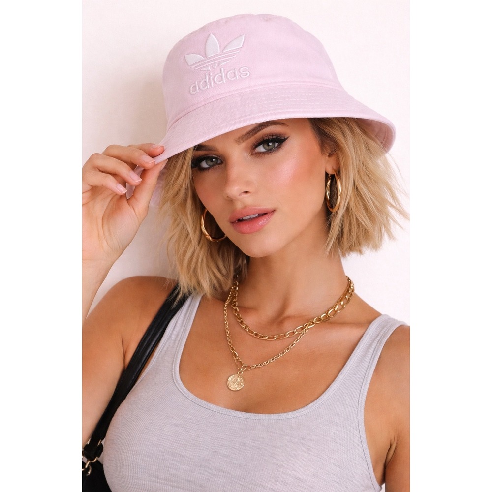 Adidas Streetwear Bucket Hat Lt Pink Trefoil Logo Casual Summer
